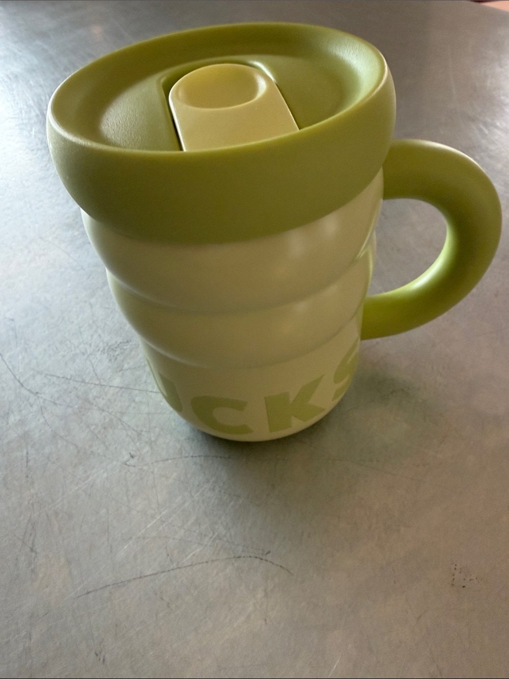 Starbucks Light Green Two-Tone Travel Cup with Handle